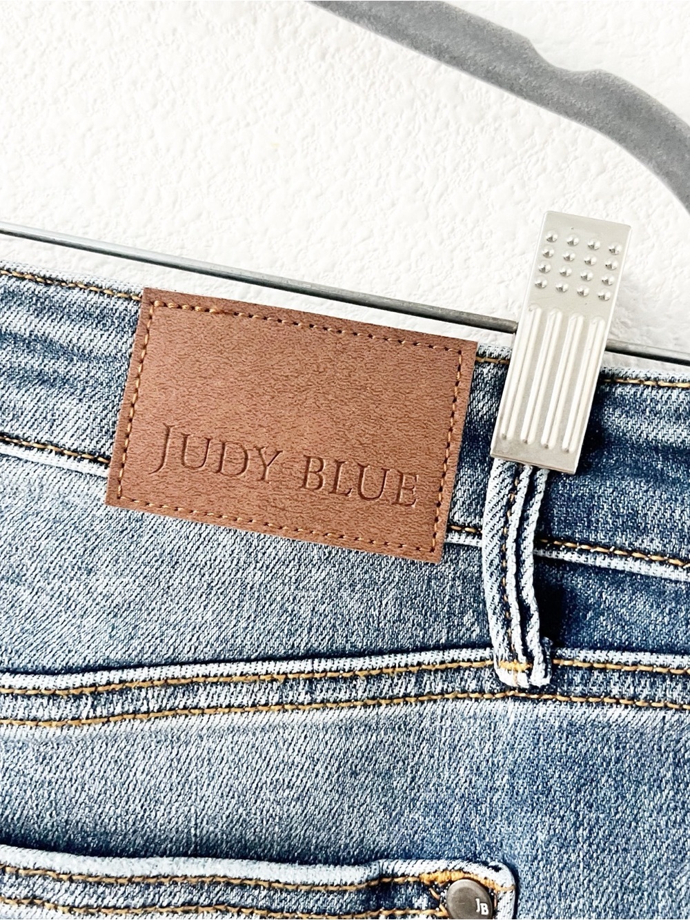 Judy Blue High Rise Frayed Hem Distressed Stretch Denim Jean Shorts - Picture 6 of 8